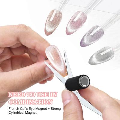 Clous à Double Tête Aimant Forme Française Aimant Œil de Chat 3D Puissant Outils Set Accessoires Manucure Magnétique Vernis Gel Art des Ongles
