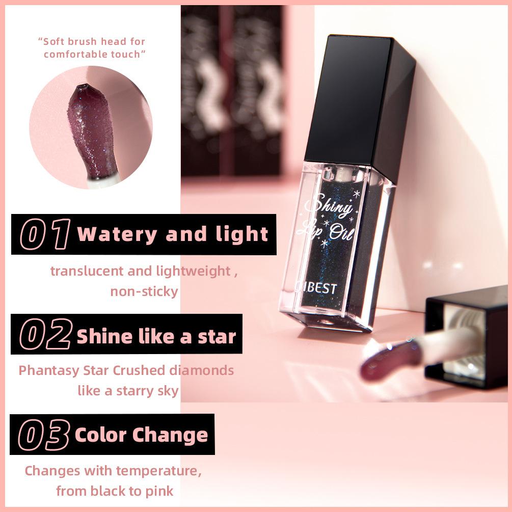QIBEST Warm Change Lip Oil Nourishes and Moisturises Easy To Apply Colour Changing Lip Glaze Lightens Lip Lines Doe Lip Make-up