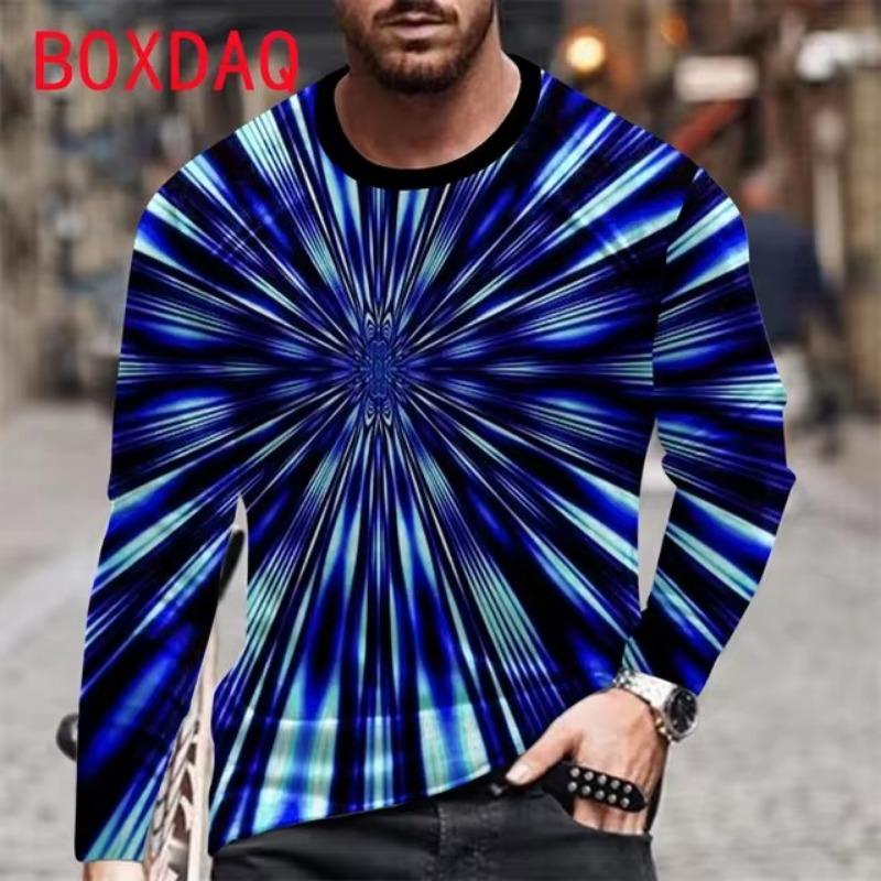Animal Print Herren Langarm T-Shirt Mode Persönlichkeit Herren Stil O-Ausschnitt Lässig Locker Tiger Grafik T-Shirts Herrenbekleidung