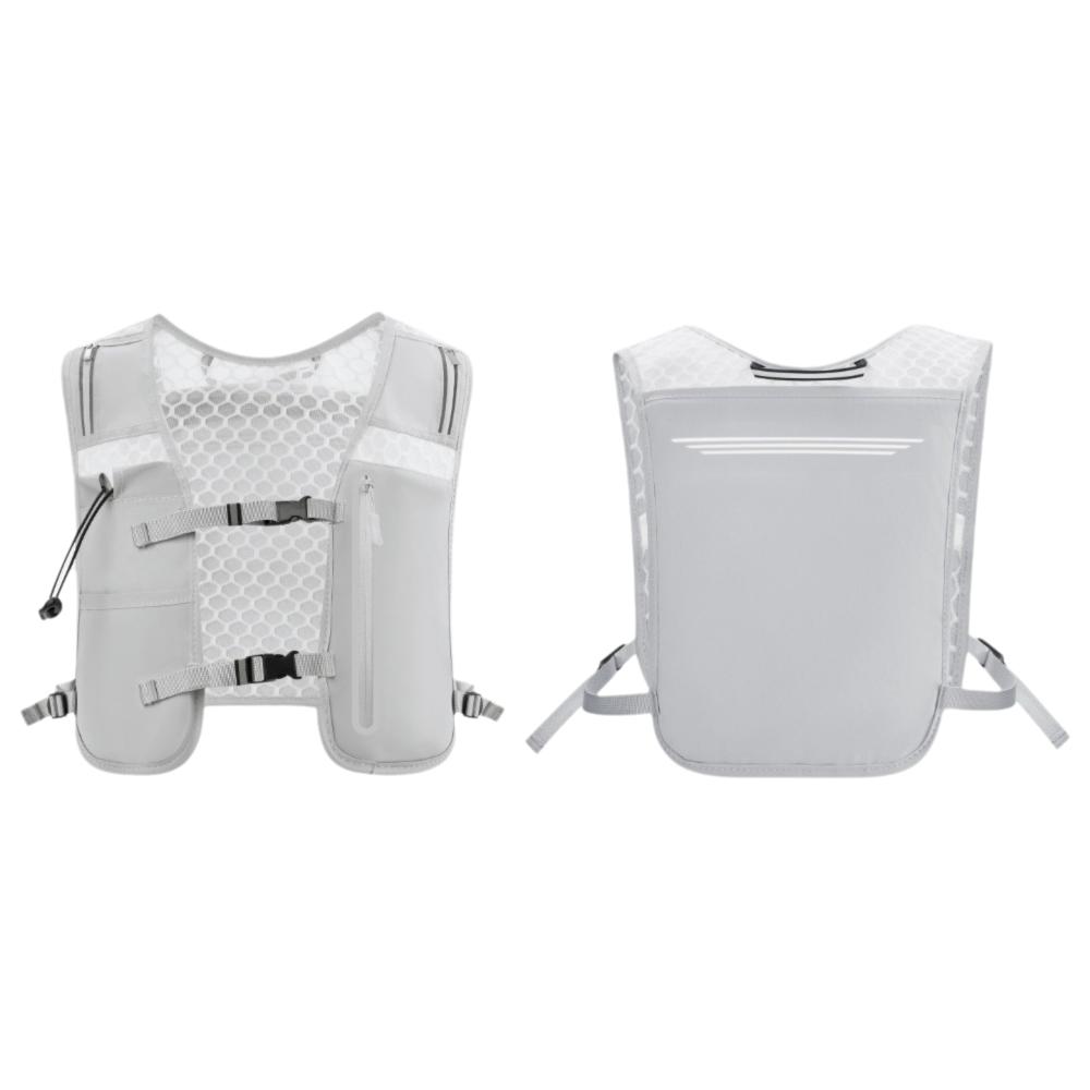

со Светоотражающими Полосами Жилет-Рюкзак для Бега Нейлоновый Жилет для Хранения Бутылок с Водой для Бега Велоспорт светло-серый