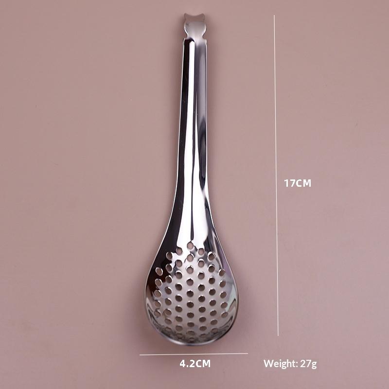 410 Stainless Steel Strainer Spoon Kitchen Spoon With Holes Cuisine Caviar Builder Roe Sauce Kitchen Cooking Gadgets