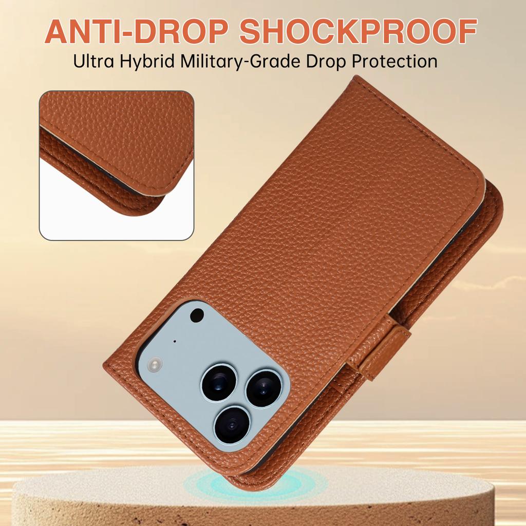 Zipper Flip Magnetic Cards Solt Mirror Wallet Leather Case For iPhone 17 Pro Max 16 Plus 15 14 13 12 11 Strap Slim Book Cover
