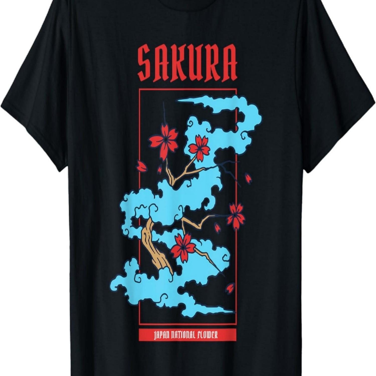 Gift Retro Sakura Themed Cherry Blossom T-Shirt S чёрный