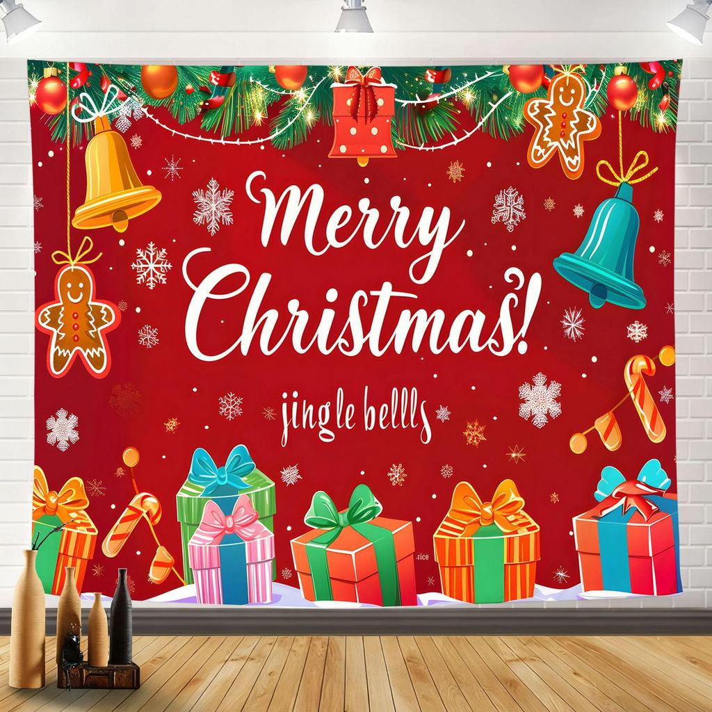 2025 Merry Christmas Tapestry: Festive Holiday Background Wall Hanging for Party Decoration