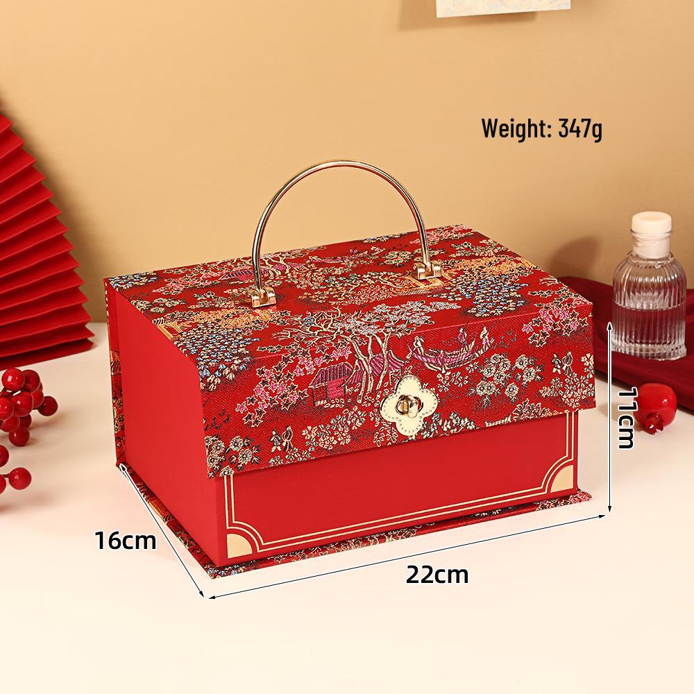 Elegant Chinese Wedding Gift Box - Large Capacity, Flip-top Packaging for Candy and Favors Red