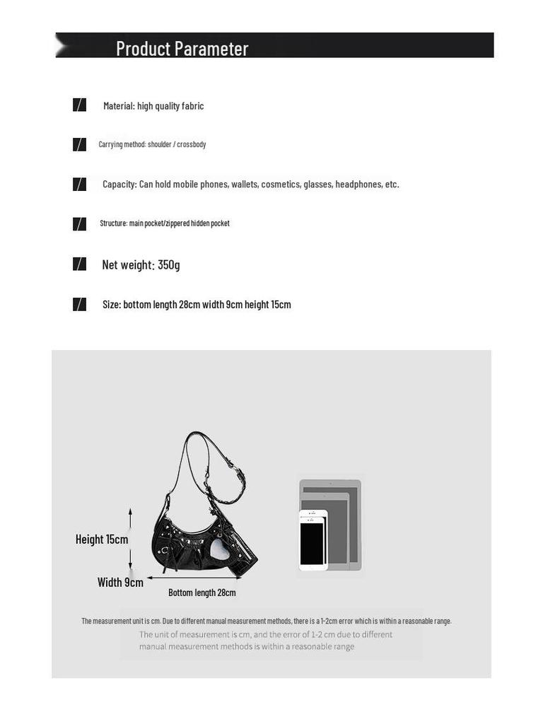 Geantă sub braț cu ținte Trendy Spicy Girl 2025: Geantă de mână și crossbody versatilă trei-în-unu pentru femei