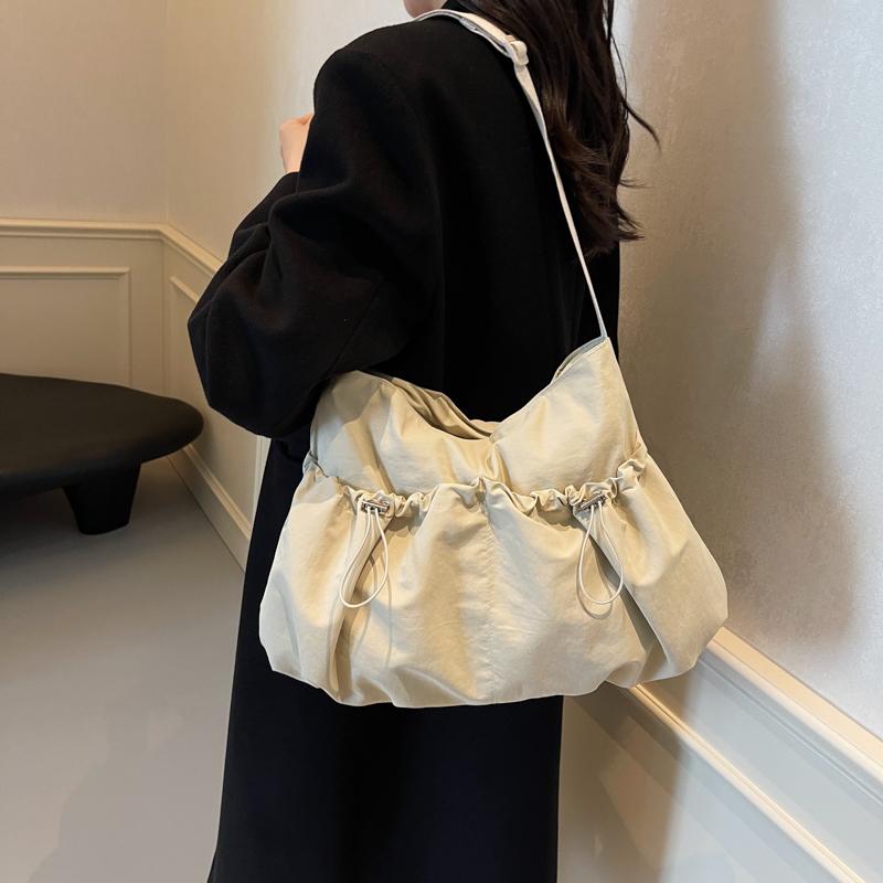 Τσάντα Ώμου με Κορδόνι Σύσφιξης Μονόχρωμη Γυναικεία Τσάντα Χιαστί Τσάντα Ταξιδιού