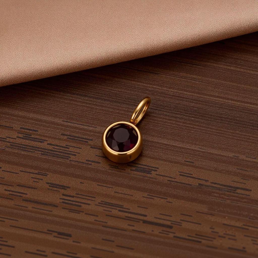 Polished Stainless Steel Birthstone Pendant with Vacuum Electroplating and Retro Design