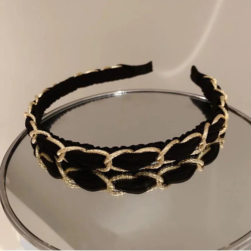 Beautiful Hairbands Fashion Metal Chain Organza Decorative Headbands Girl Headwear Woman Hair Accessories