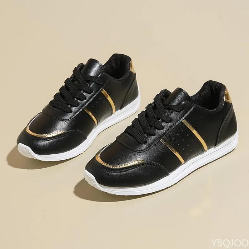 Fashion Large Size Women Sports Shoes Spring Autumn New Style Lace Up Color Blocking Lightweight Running Casual Vulcanized Single Shoes
