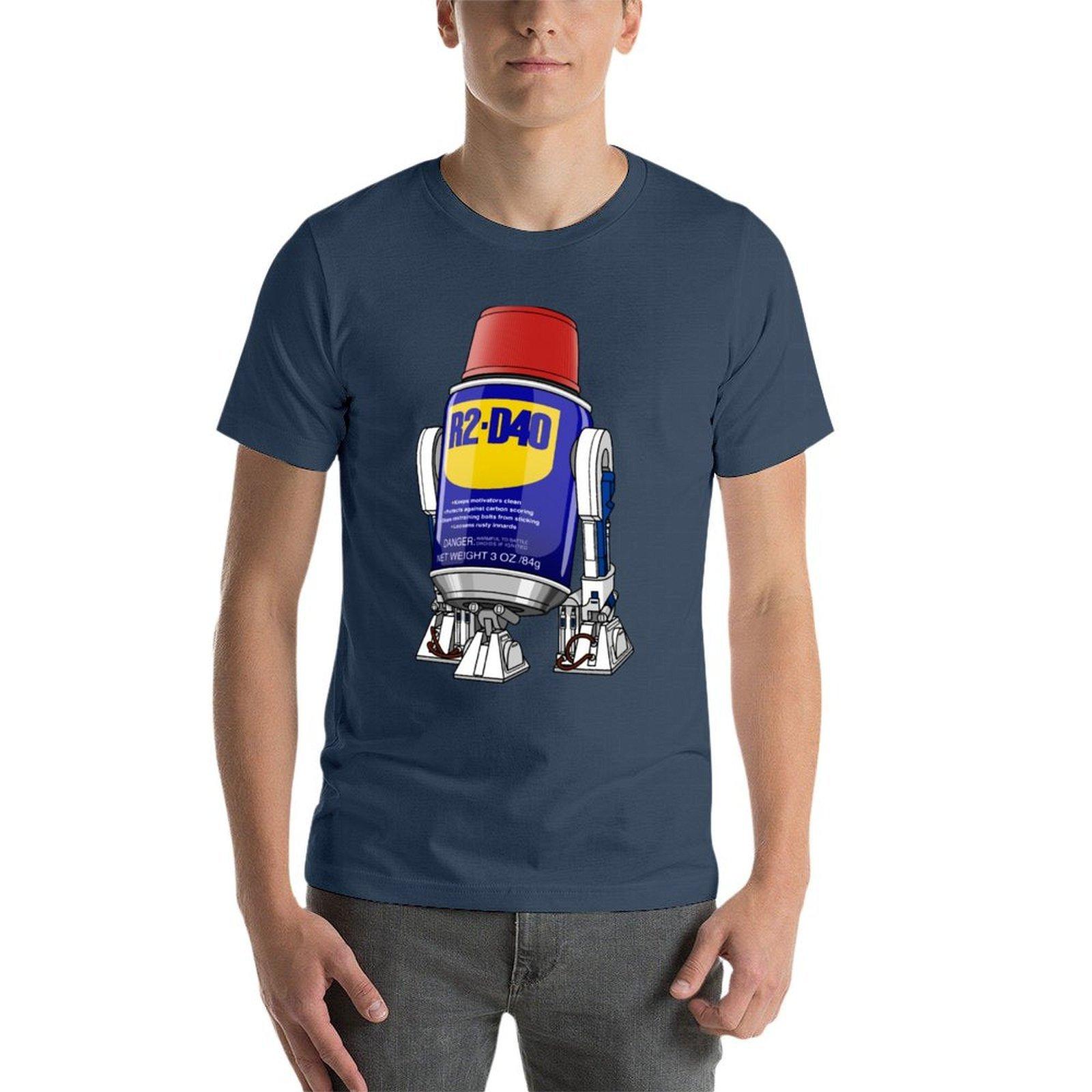 R2-D40 Футболка хлопковые футболки мужчина 100% мужчина футболка с принтом хлопковые футболки высокое качество Футболка S