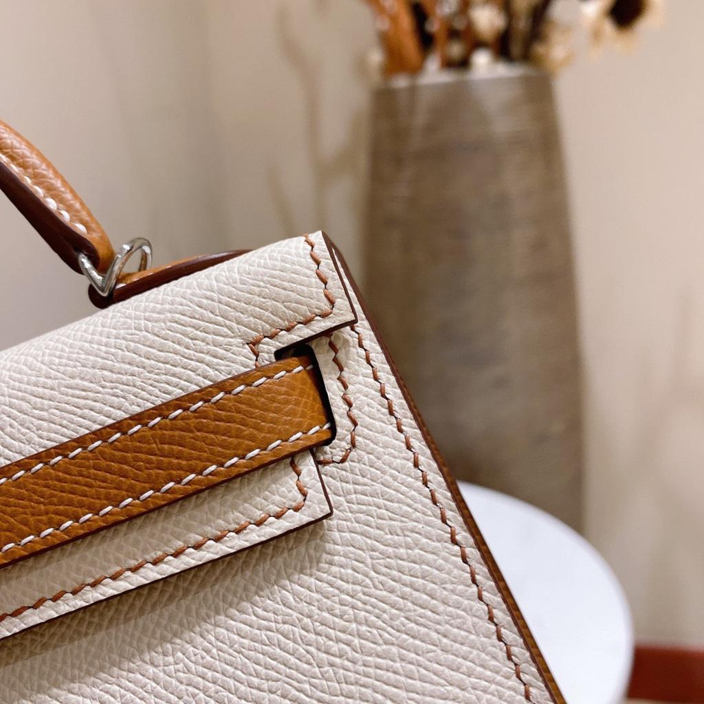 Haute Couture Palm Pattern KL Bag 25cm Second Generation Contrasting Color Half-hand Leather Shoulder Crossbody Bag Women's Mini