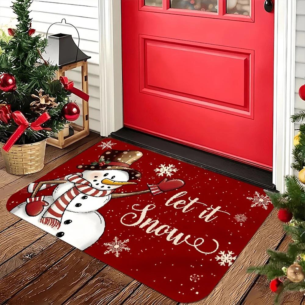 

Christmas Snowman Festival Decorative Entrance Door Mat Bathroom Non-slip Floor Living Room Balcony Corridor Carpet Home 40x60cm