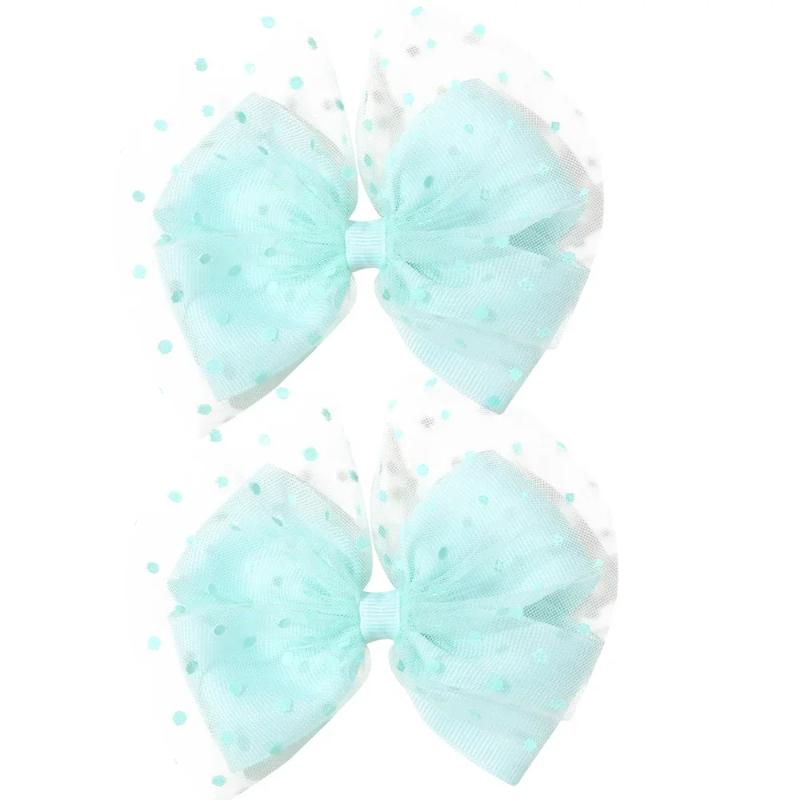 2 Pack Organza Hair Bows Clips for Girls, Non-Slip Kids Hair Accessories Cute Princess Hairpins (2025 New)