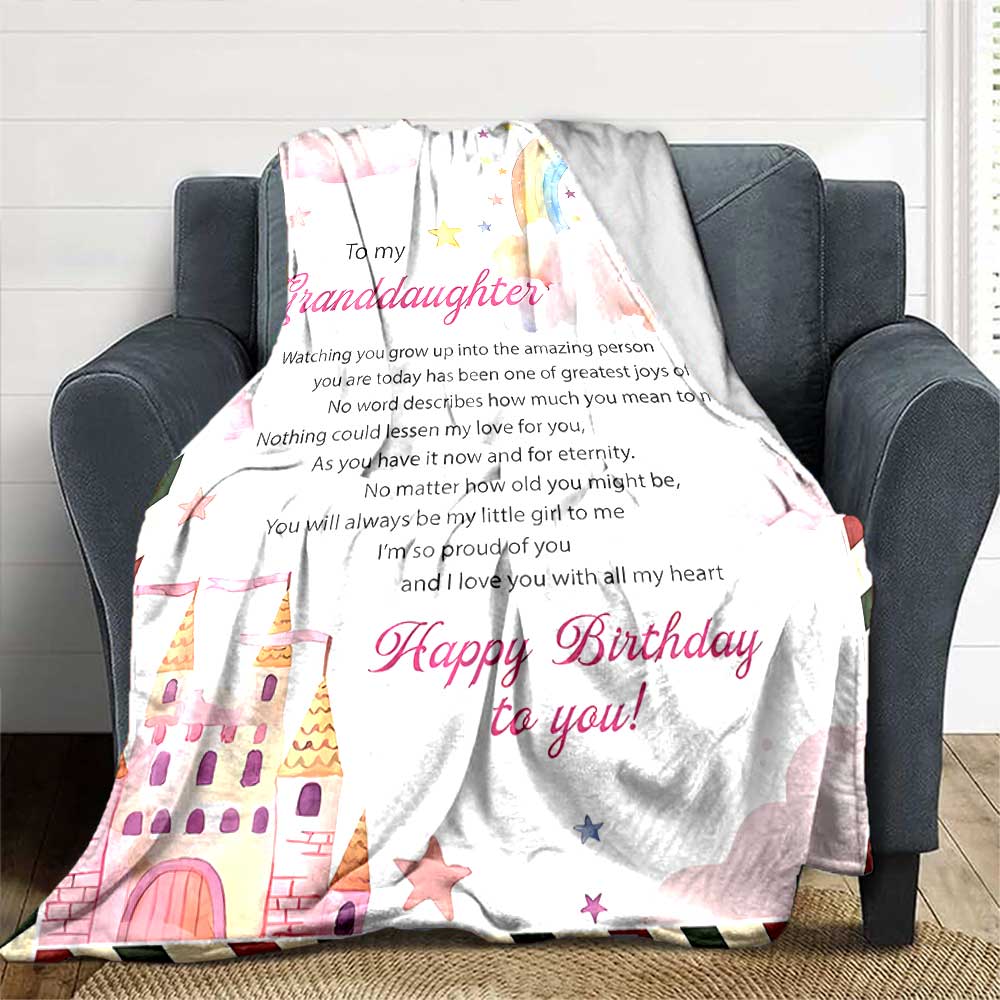 Granddaughter'S Special Birthday Cozy Blanket Comfortable ure for Sofa Couch Office Bed Picnics Four Seasons Multipurpose Modern Ideal Day Y34