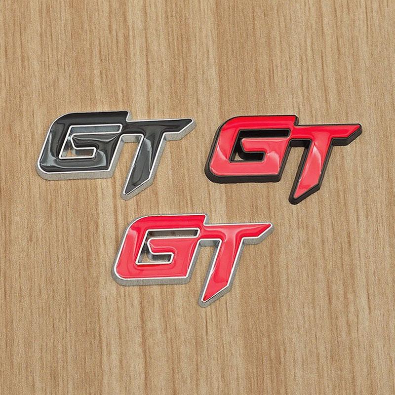 Qtxgl4 1PC 3d Metal Red Black Letters GT Logo Car Front Grille Badge Emblem for Auto GT Decal Accessories