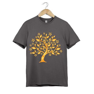 Golden Tree T-Shirt Unisex Spiritual Floral Nature Art Graphic Tee Boho Style