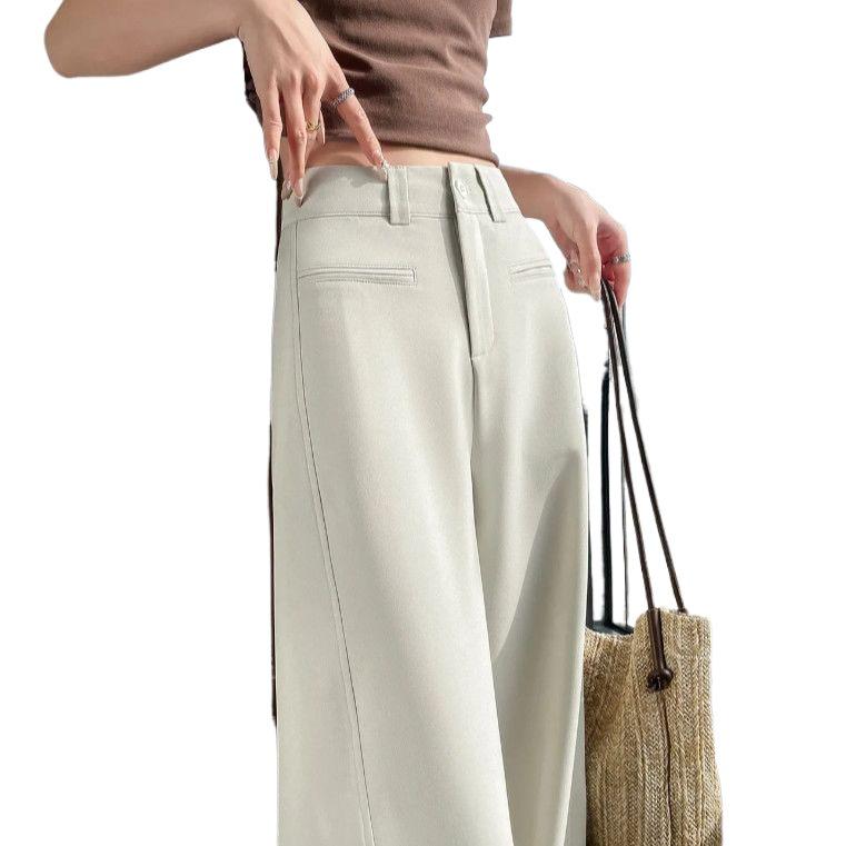 Women's High-Waisted Wide-Leg Linen Pants - Slimming Casual Spring Arrival, Floor-Length Drape.