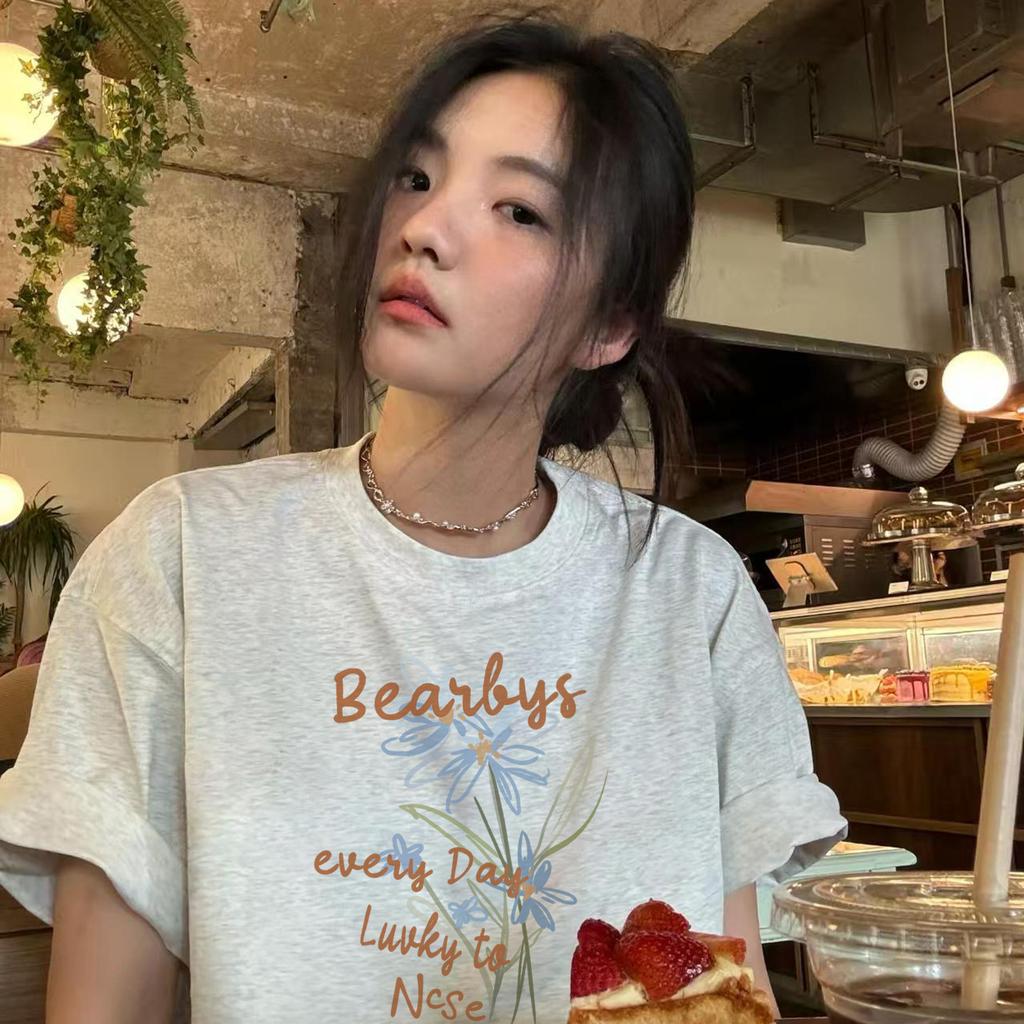 Pure Cotton White Short-sleeved T-shirt Women's New Popular Summer Loose Large Size Fat Mm Catties Half-sleeved Tops and Clothes