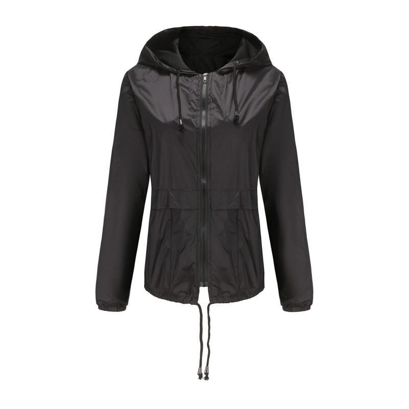 Lightweight Mesh 20D Hooded Rain Jacket Short Windbreaker Women Outdoor Casual Wear