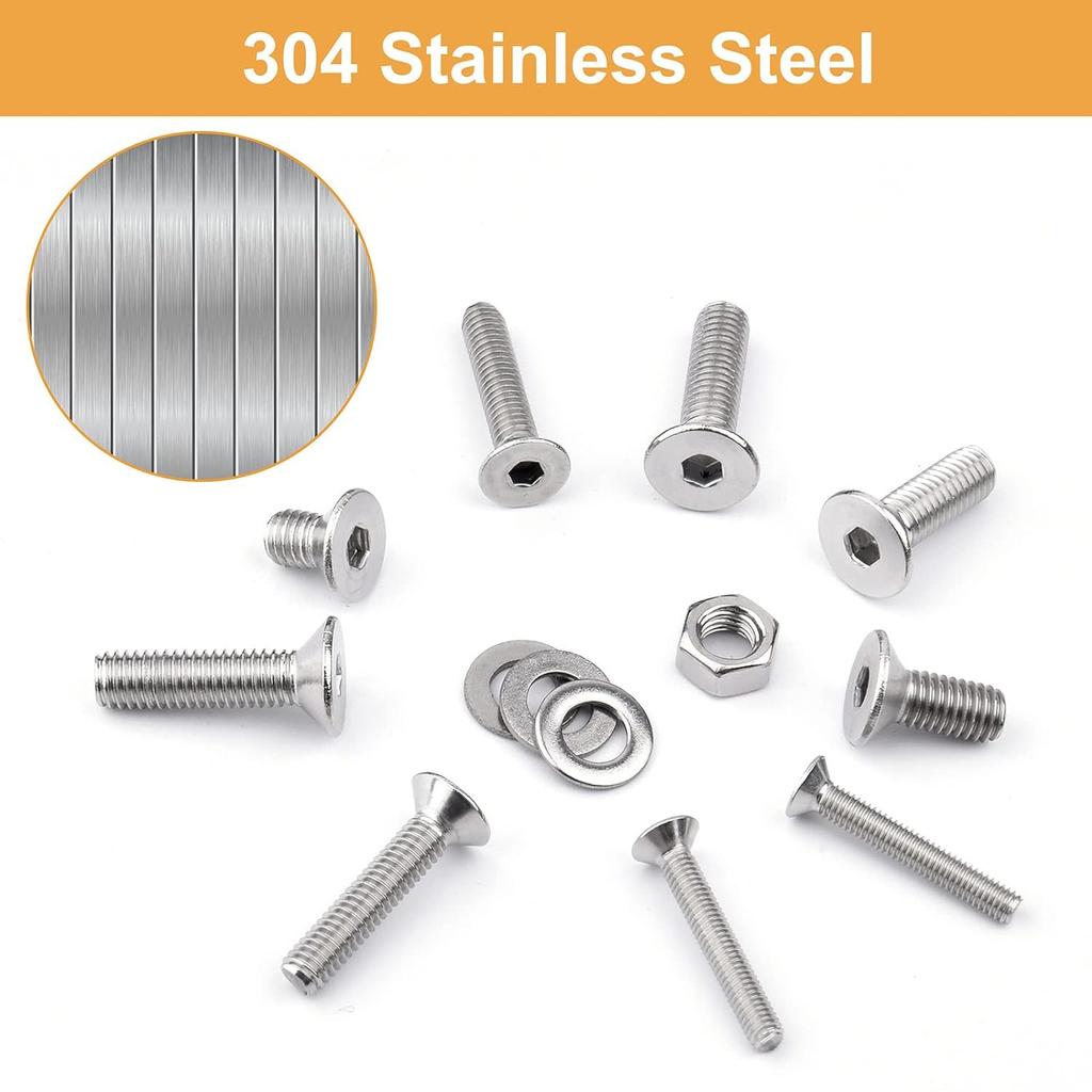 420PCS (M2-M2.5) Stainless Steel Flat Bottomed Hexagonal Bolt and Nut Kit