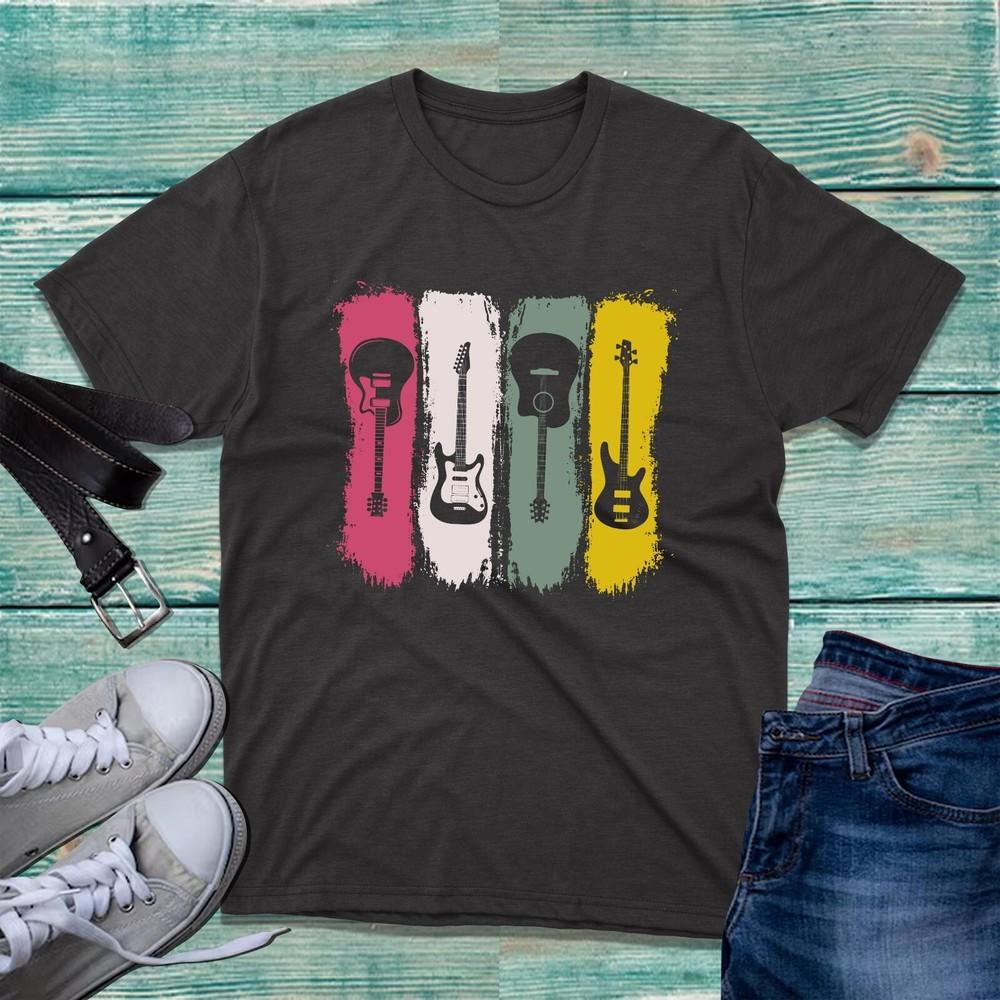Vintage Guitars Musician Tshirt Guitar Lover Electric Guitarist Unisex Gift Top