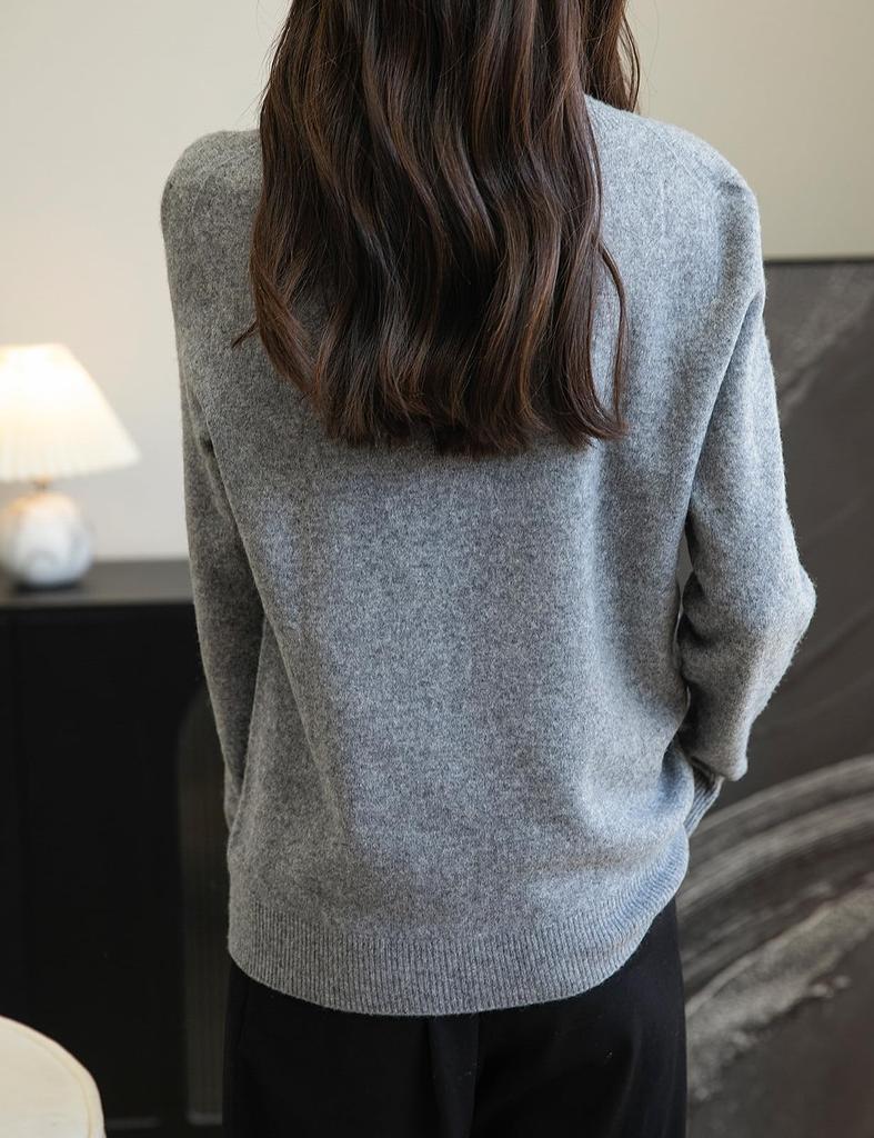 Yokbeer Merino Wool Seamless Mock First Long Knit Pullover Top for Size Women's 100% Sweater, Neck, Line, Ready-to-Wear, Sleeve, Cashmere-Like