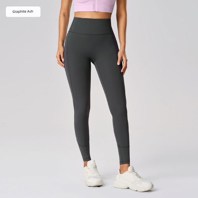Lu Same Style No Embarrassment Line Fitness Pants Women's Summer Thin High Waist Hip Raise Fitness Pants Back Waist Pocket Yoga Ninth Pants
