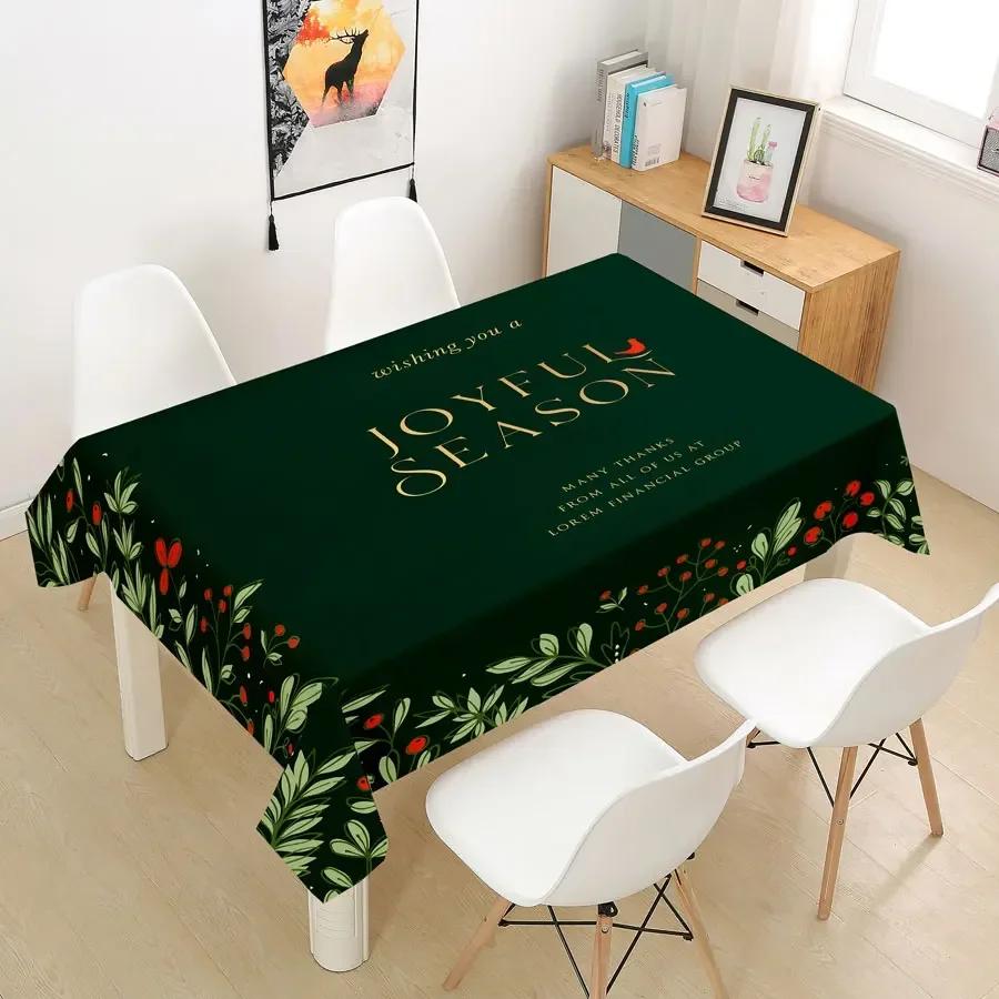 Rectangular Green Christmas Table Cloth Cover Party Tablecloth For Dining Tables Decoration Coffee Manteles Para Fiesta