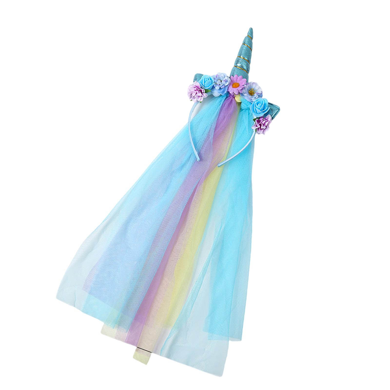 

Радужный рог Хэллоуин Головной убор Ободок Фото реквизит Вечеринка Косплей Костюмы Танцевальная вечеринка Блестящий ободок Хэллоуин синий