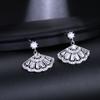 Trendy Fan Shaped Crystal Drop Earrings for Women Exquisite Geometric Dangle Earrings Wedding Party Jewelry Accessories Gifts