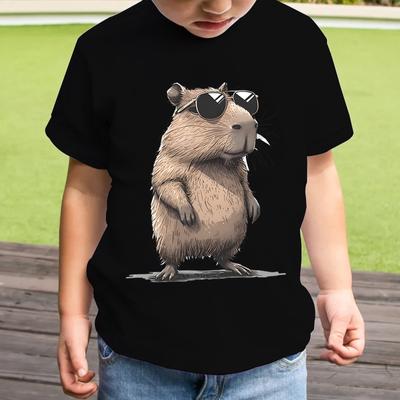 Abbigliamento per bambini, maglietta a maniche corte con cartoni animati 3D, capibara, abbigliamento estivo per bambini, casual, harajuku, abbigliamento per ragazze e ragazzi, scollo rotondo.