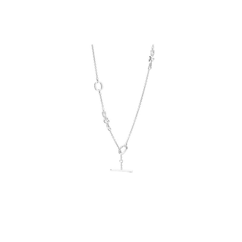 Pandora Intertwined Hearts 925 Silver Necklace Women s 398080 серебряный