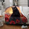 1pc Cat Flowers Blanket, Lightweight Flannel Throw Blanket For Sofa, Bed, Travel, Camping, Living Room, Office, Couch, Chair, And Bed