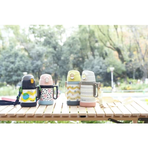 The-peacock Thermos Industry (The-peacock) Peacock Water Bottle, 0.36L/0.4L, 2-way Insulated, Stainless Steel Thermos Bottle, for Kids, One-Touch Cup,