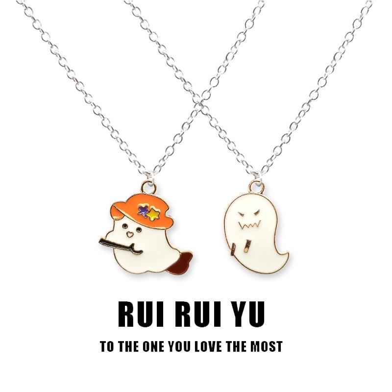 RUI RUI YU White Ghost Necklace Pendant Necklace for Women Men Girlfriend Couple Lover Jewelry Gift