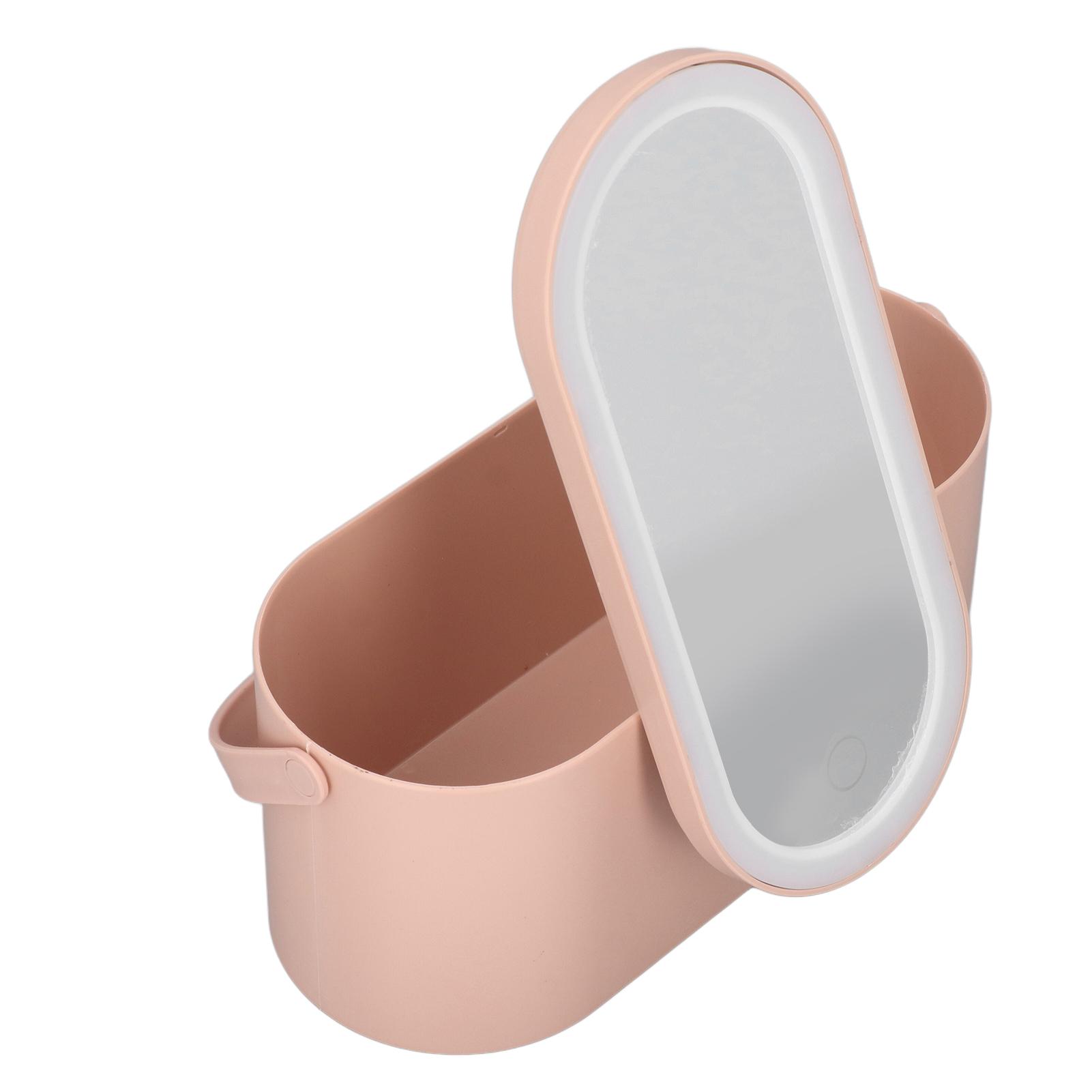 

Makeup Case Rotatable Mirror Lid Dimmable LED Light Portable Cosmetic for Bedroom Travel