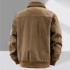 Chaqueta de piloto de la Fuerza Aérea de Alta Gama para Hombre: Terciopelo Forrado de Invierno, Algodón Puro, Corte Holgado, Ropa de Abrigo con Solapa para Personas de Mediana Edad.