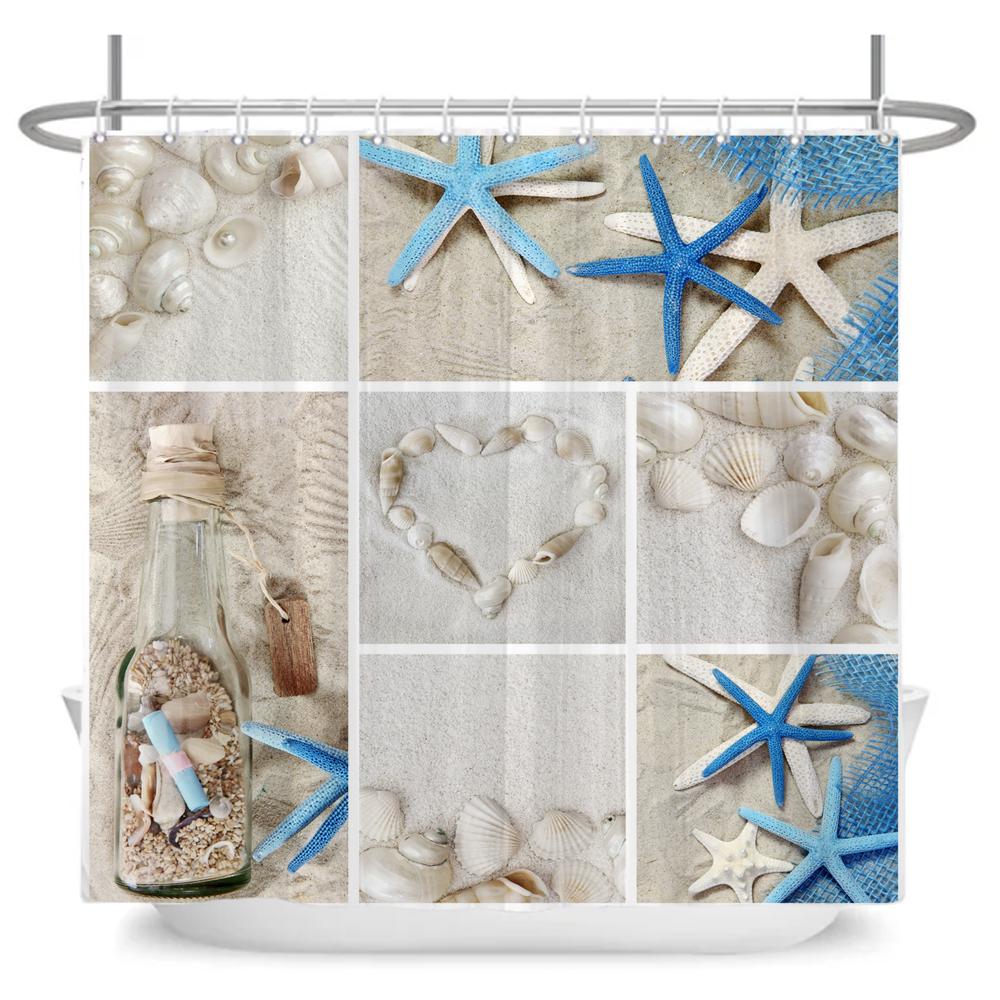 ocean beach shell Print bathroom waterproof shower curtain shower curtain modern polyster home decor bathroom curtain with hooks