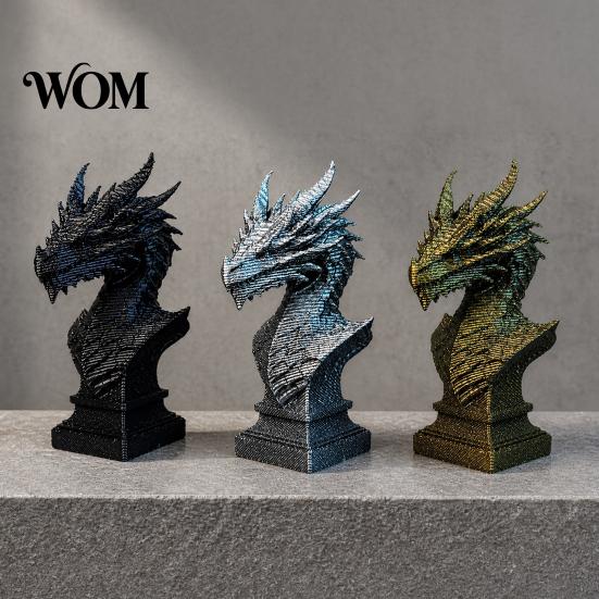 Mystical Dragon Home Decor 3D Printed Ancient Bust Sculpture, Realistic Scales & Spikes, One-piece Molding with Multiple Colors, Compact Ornament for