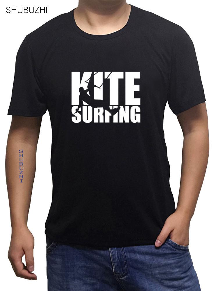 Kitesurf Mens TShirt Creation Black Tops Males Cotton Luxury Surfs T Shirt Adult 4XL 5xl Euro Size Sbz4192