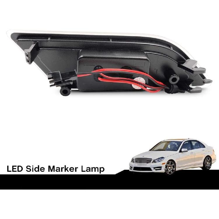 

Clear Lens White Full LED Front Side Marker Light Kit for 2012 2013 2014 Mercedes Benz Pre-LCI W204 LCI C250 C300 C350 C63 AMG Coupe Base Sedan