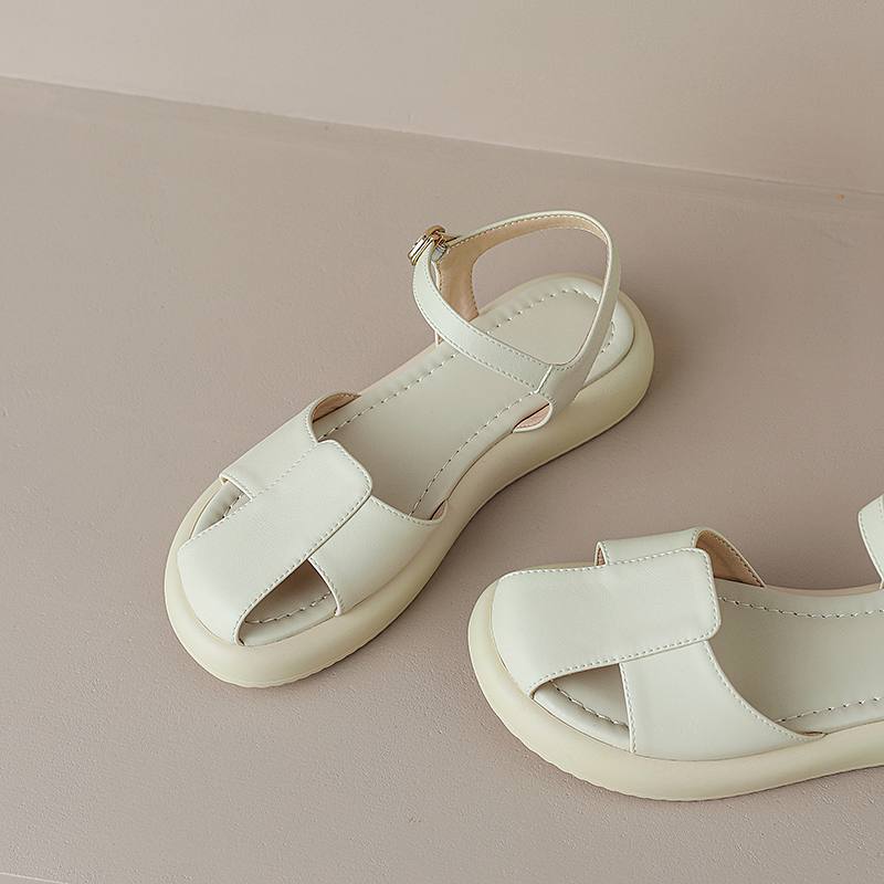 Krazing Pot Летние женские сандалии для отдыха на плоской платформе с круглым носком — фото 6