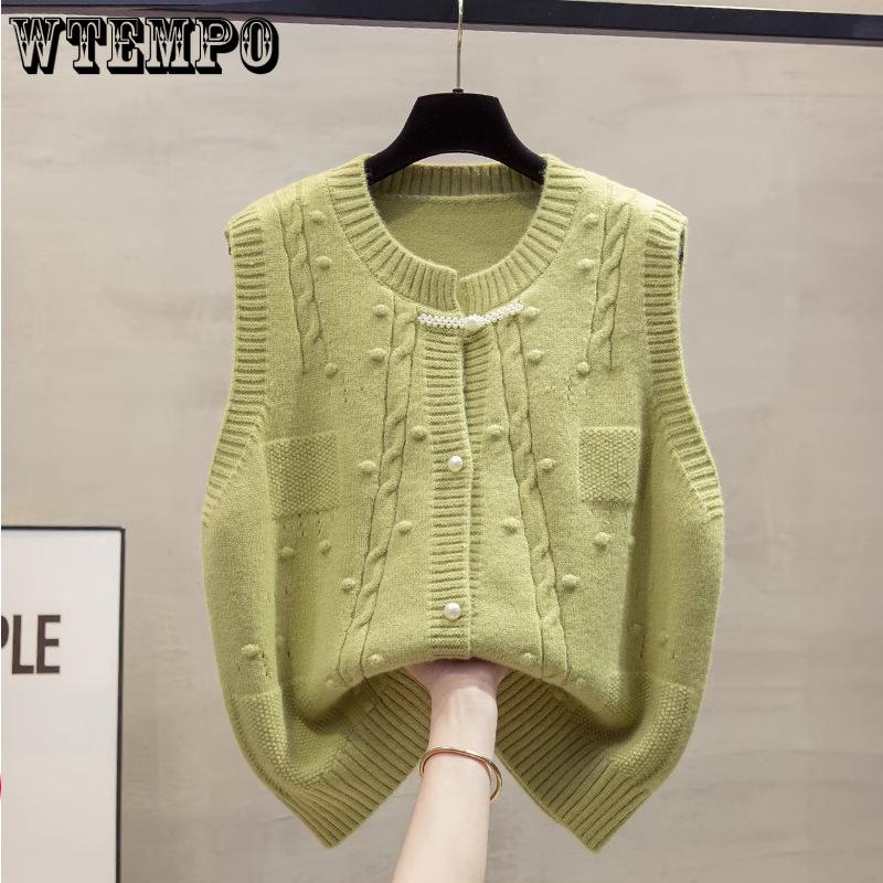 Dámská pletená vesta kulatý výstřih kardigan nový čínský styl jaro a podzim volná svetr vesta