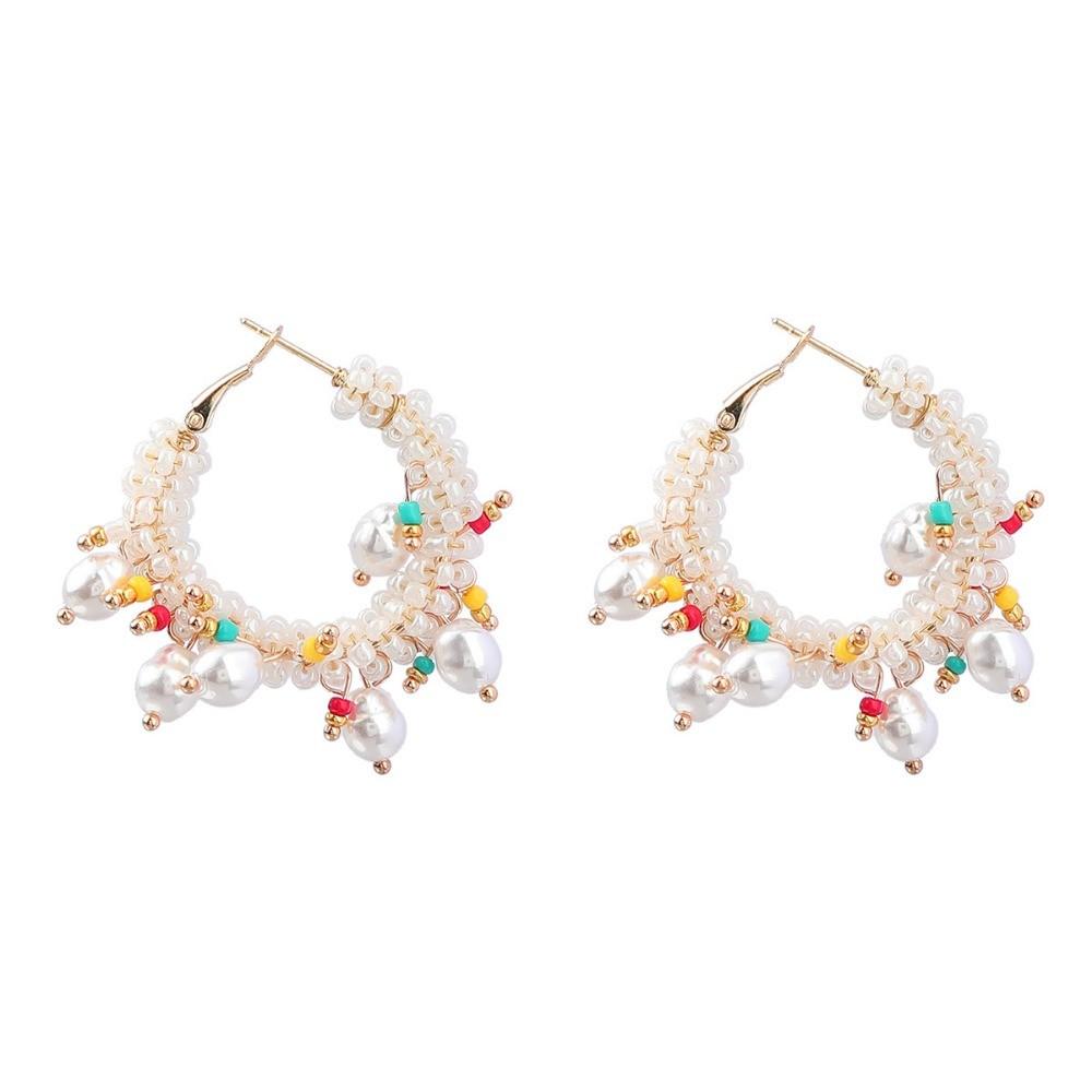 Pinkddudu Elegant BOHO Colorful Round Zinc Alloy Earrings Sweet Fashion Trendy Hoop Earrings Women Jewelry Gift PD2259