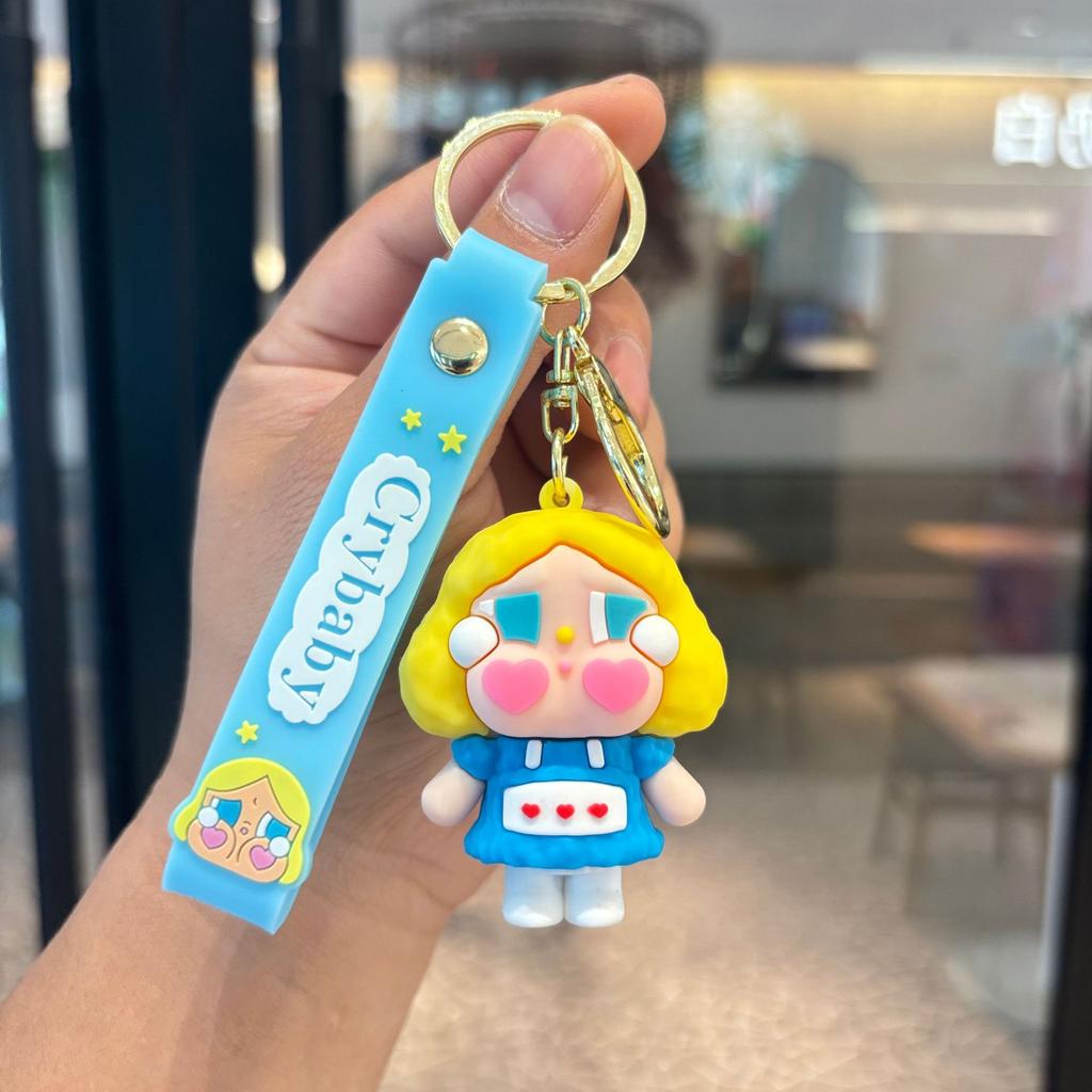 Cute Crying Doll Keychain Cartoon Plush Pendant For Kids School Bag Charm Small Gift Toy
