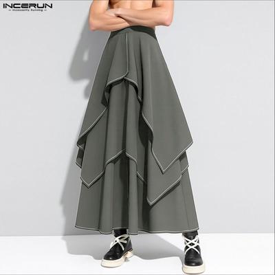 Herren Elastischer Bund hinten Vorne Unregelmäßige Lagen Lässig Locker Lange Hosen