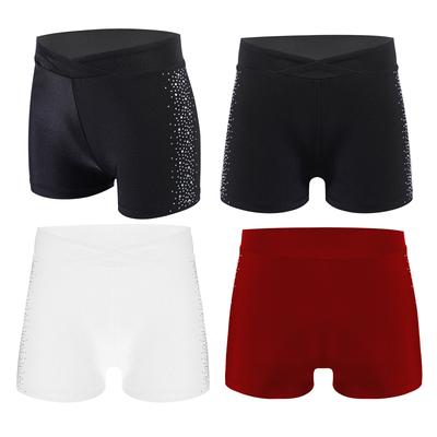 Flickor Glittrande Strass Balettdansshorts Konståkningsgymnastik Prestationsdräkt Elastisk Midja Korta Leggings