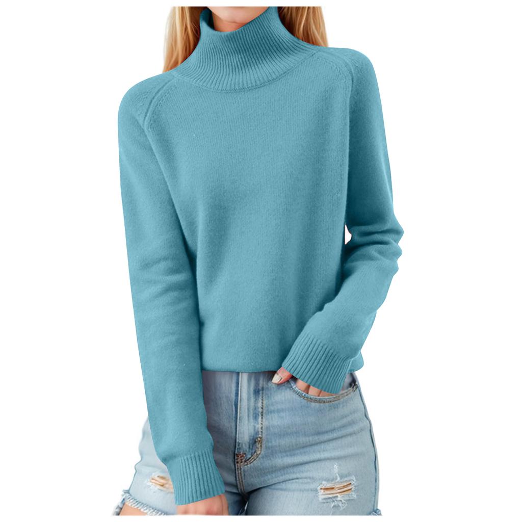 Women's Fashionable Long-sleeved Solid-color Pullover Base Knitted Sweater Top
