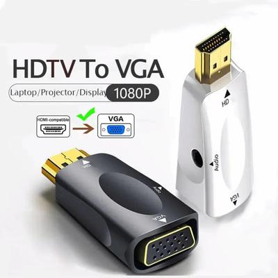 HDMI-ga ühilduv VGA kaabli muundur, isane-emane adapter, 3,5 mm pesa, heli, HD 1080p PC, sülearvuti, tahvelarvuti jaoks